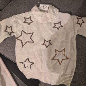 GAP Kids Sweater with Star Pattern - Cream and Brown 12-18 Months